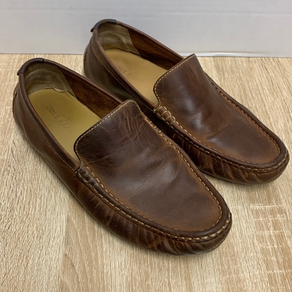 Men's Brown Leather Driving Shoes Loafers 9W EE wide - Picture 1 of 8